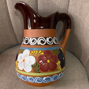 Spanish Terracotta Floral Pitcher